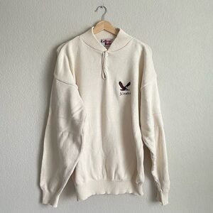 Vintage College House Sweater Extra Large Alaska Cream 90s Cotton Made in USA